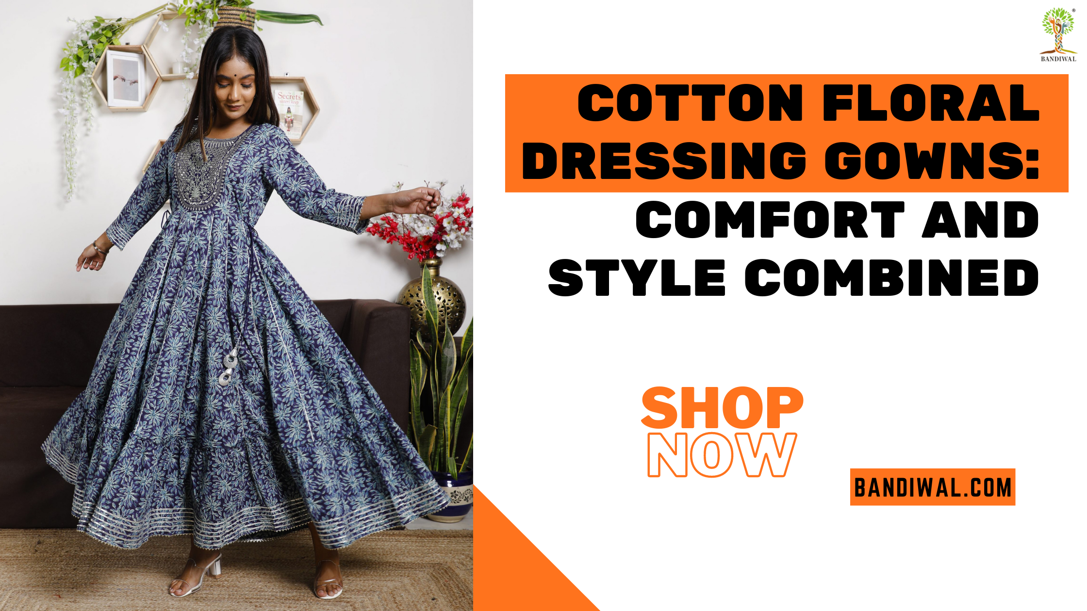 cotton floral dressing gown