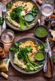 Vegan cauliflower Steak with Chimichurri Sauce