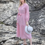 PINKSTRIPEDFLARESHIRTDRESS