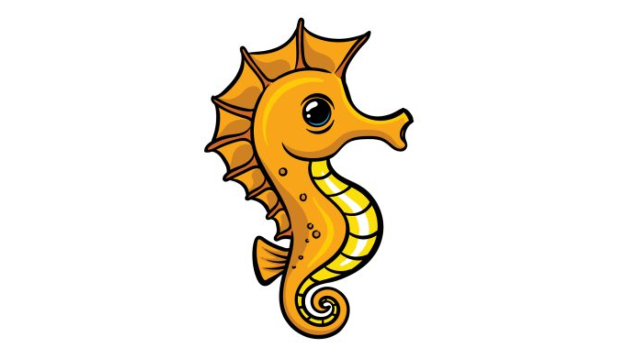 Draw A Cartoon Seahorse