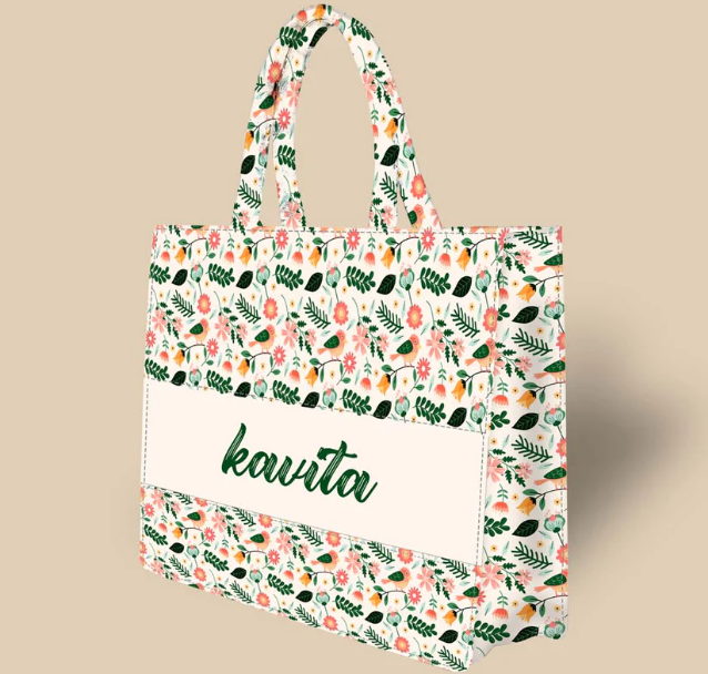 Customized Tote Bag Designed with Sparrow And Spring Flower Pattern Design