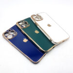 Glossy glass back cover for the iPhone with electroplated gold edges