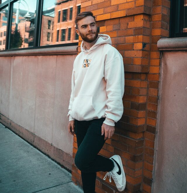 Man in white hoodie