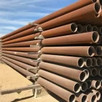 A bunch of corten steel pipes