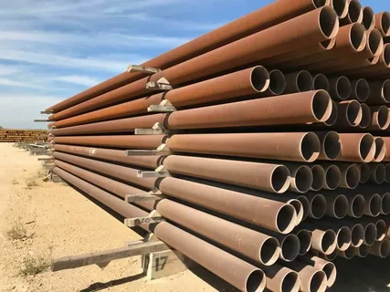 A bunch of corten steel pipes