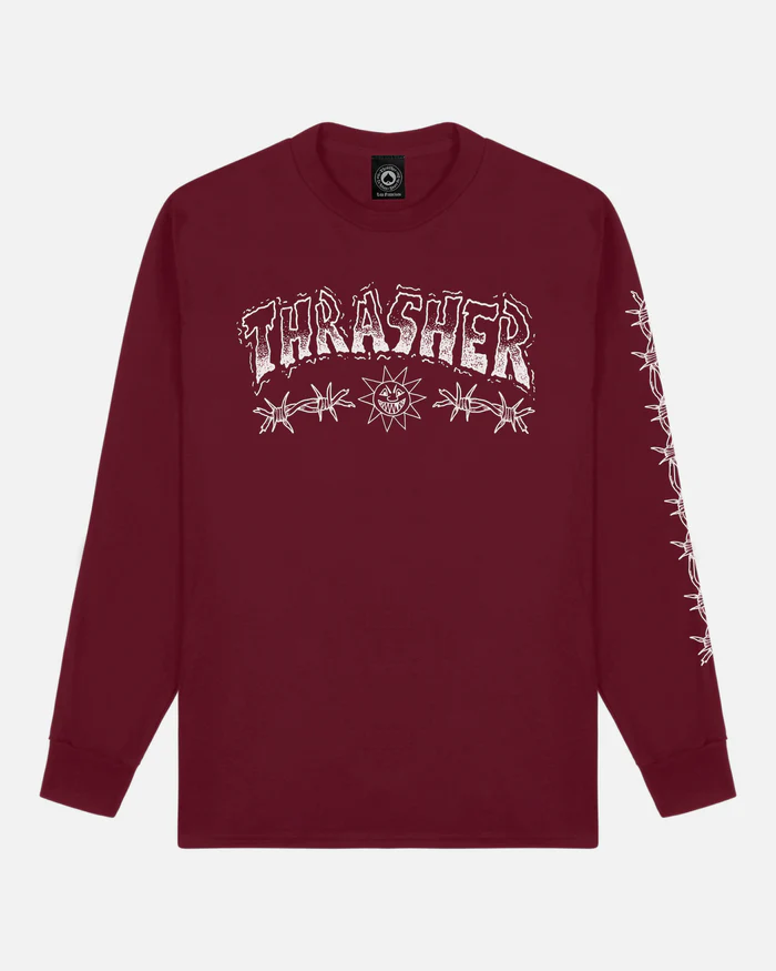 BARBEDWIRE-MAROON-LONGSLEEVE