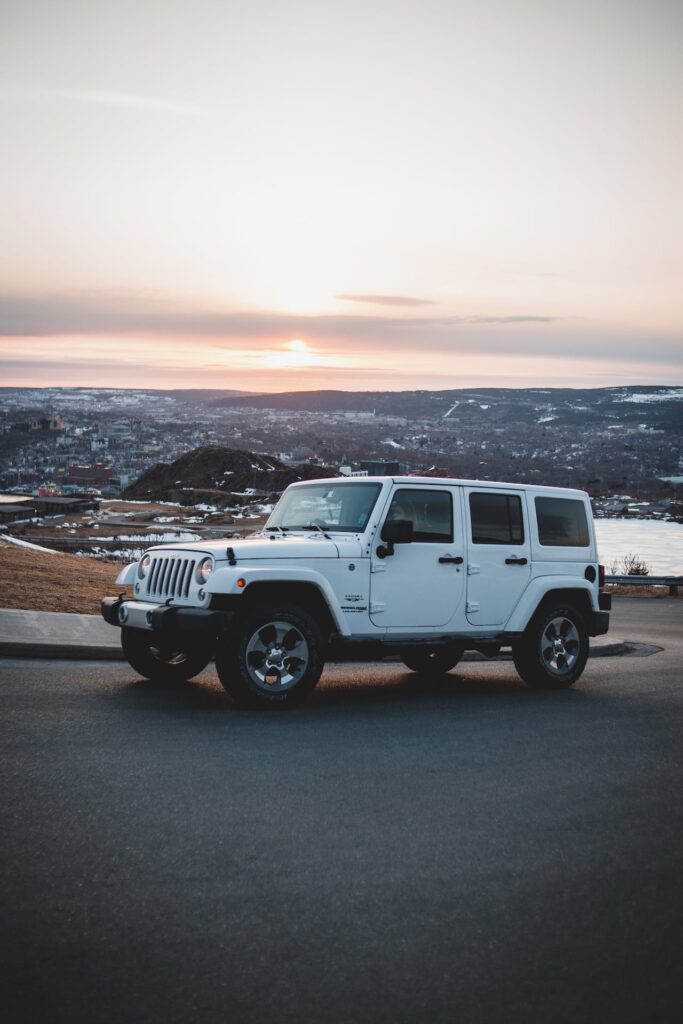 white SUV jeep