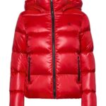 Red puffer jacket