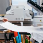 printing images on white t-shirt at fabric.