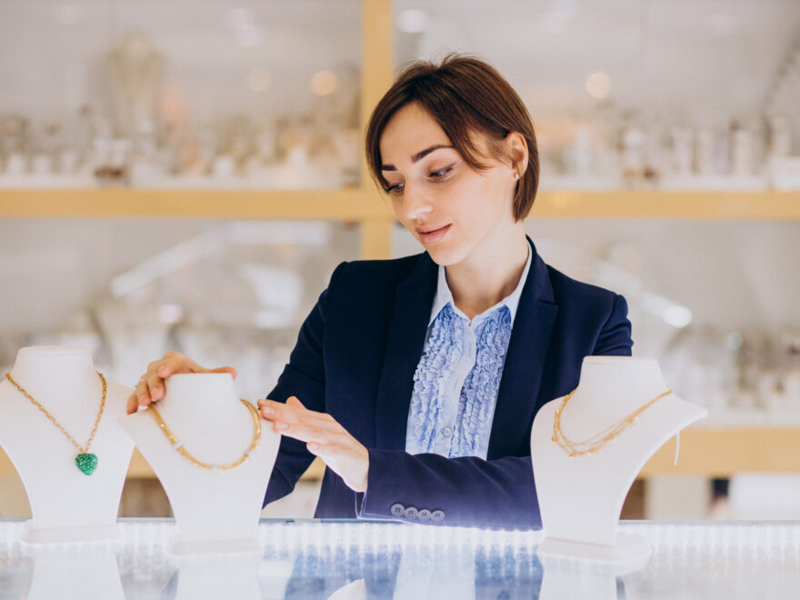 Female sales person at jewelry shop