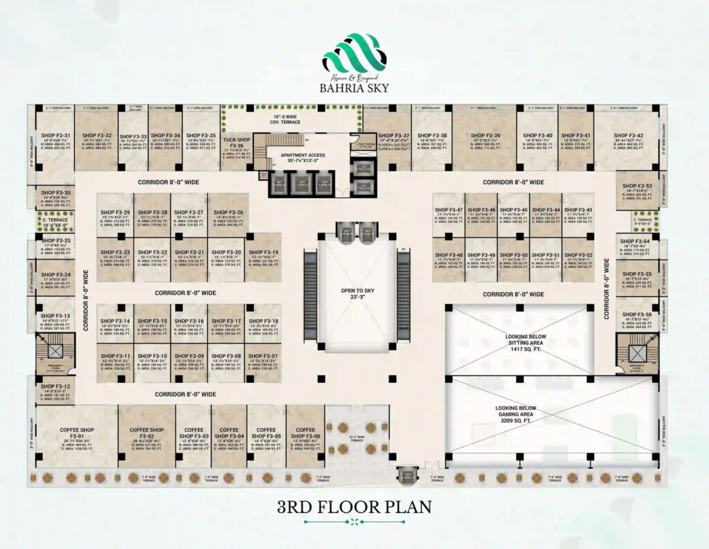 Introduction to Commercial Spaces on the 3rd Floor of Bahria Sky