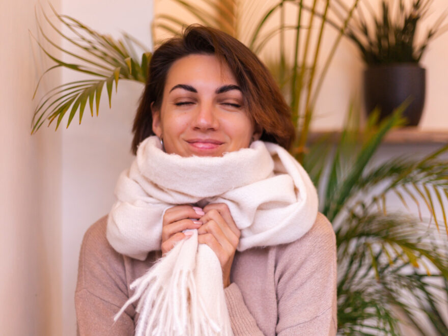 A woman wearing Cashmere Wraps Uk