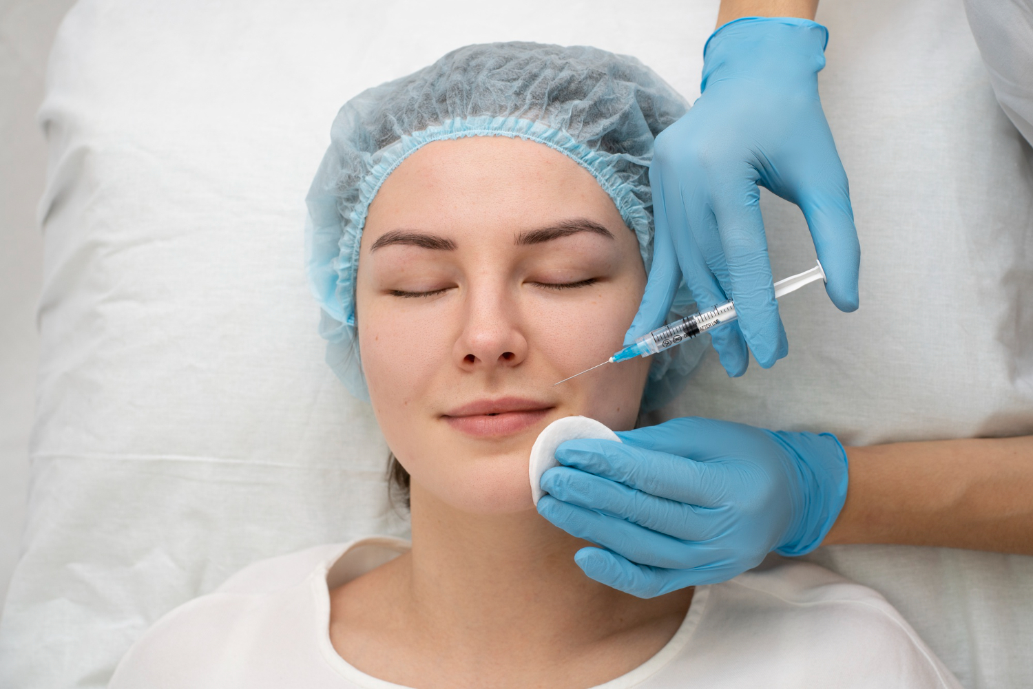 Injecting Botox for face wrinkles