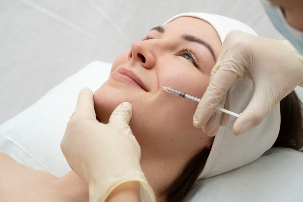 A lady while treatment with Botox injections in NYC