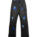 Chrome Hearts Black and Blue Cross Jeans