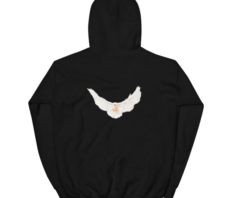 Peace Dove Printed Gap Hoodie Black