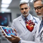 man-lab-coat-is-standing-front-tablet-with-blue-image-man-lab-coat