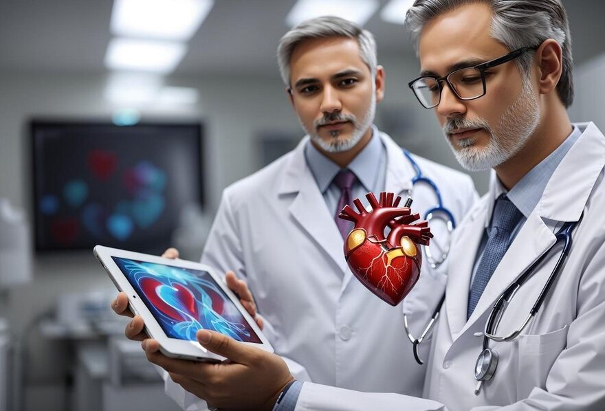 man-lab-coat-is-standing-front-tablet-with-blue-image-man-lab-coat