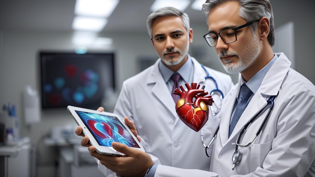 man-lab-coat-is-standing-front-tablet-with-blue-image-man-lab-coat