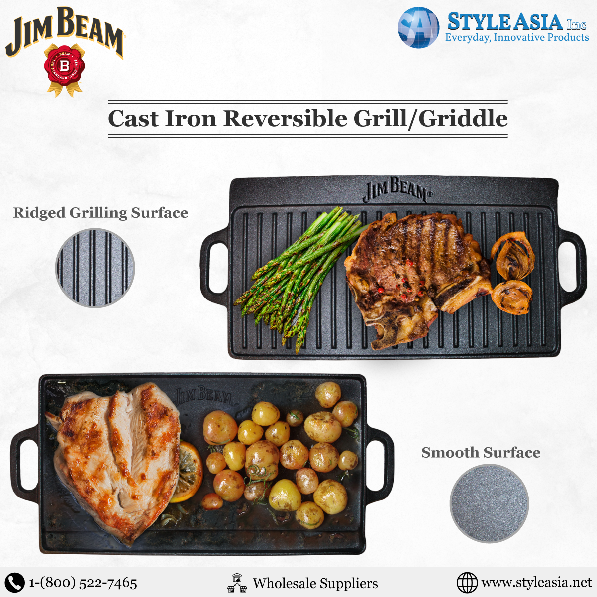 Jim Beam-Reversible-Grill-Griddle-Style Asia Inc