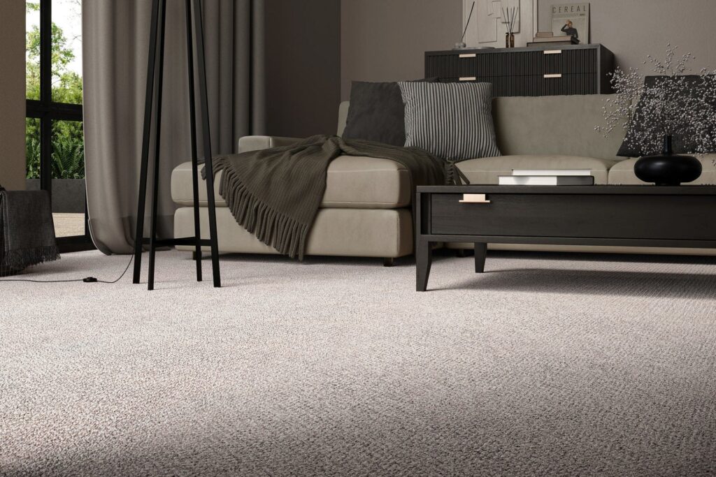 A beautiful floor with a grey carpet