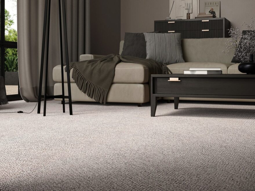 A beautiful floor with a grey carpet