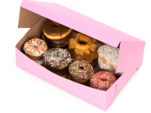 donut box with donuts