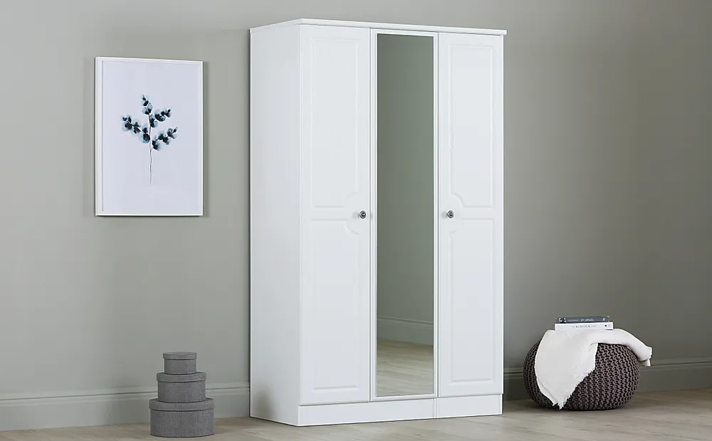 white 3 door wardrobe